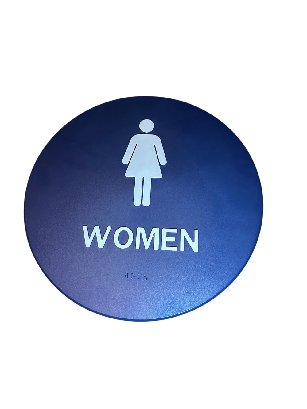 Round Women Restroom Sign - Blue 12”